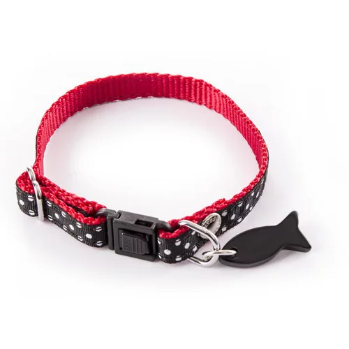 Pour organiser vos extérieurs：Collier pour chat noir à pois blancs