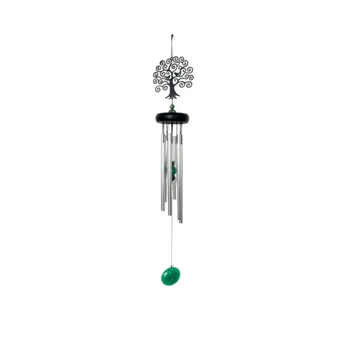 Facile à intégrer à l’extérieur:Carillon arbre de vie coloris gris - 60 cm