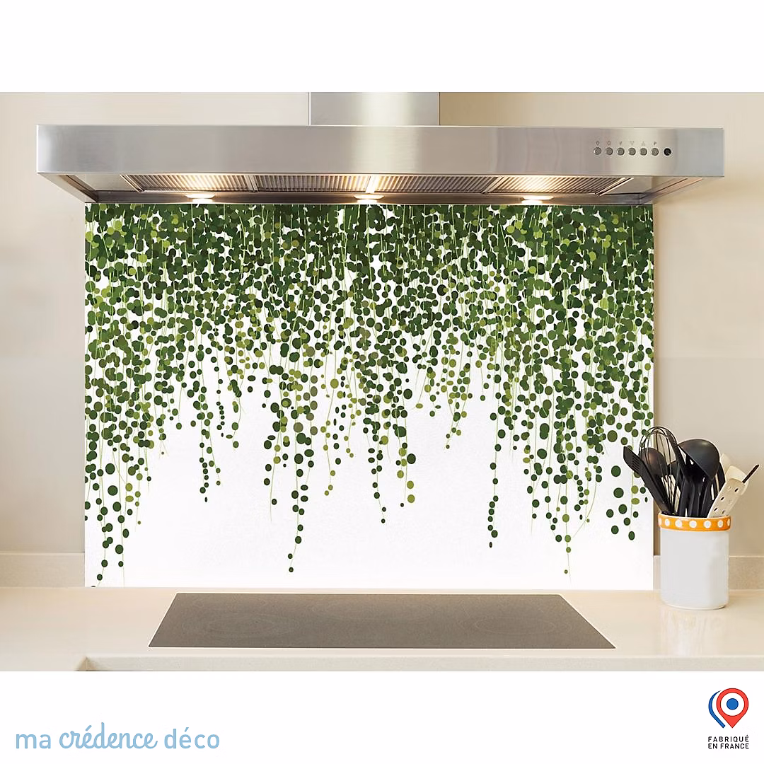 Crédence cuisine fond de hotte Végétation lierre – Alu composite, L 90 cm x H 60 cm, MaCrédenceDéco