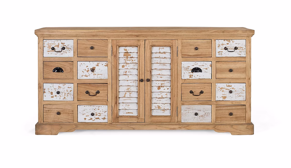 Buffet rustique en bois de mindi massif avec 12 tiroirs et 2 portes – Réf. OIINDKUNE5548558368