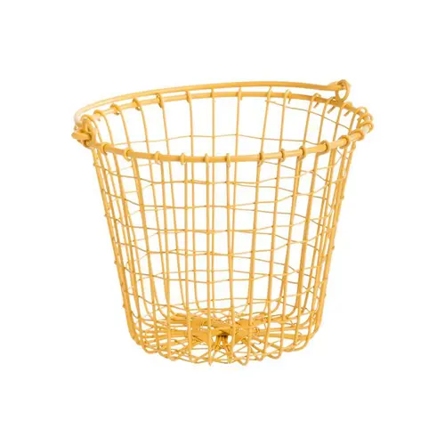 Accessoire extérieur：Panier filaire avec anses en métal jaune - Ø 18 x H 14 cm