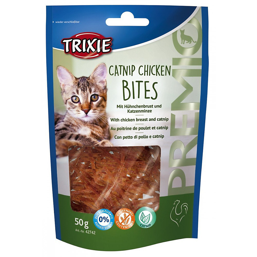 Chien – Bouchées de poulet à l'herbe à chat 50 gr pour chat
