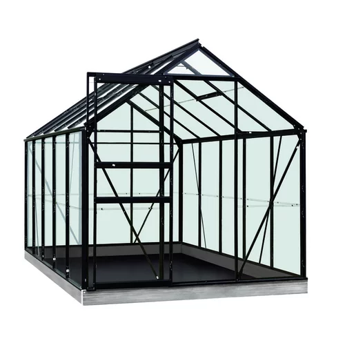 Pour améliorer votre jardin:Serre verre 6,2 m² en aluminium noir
