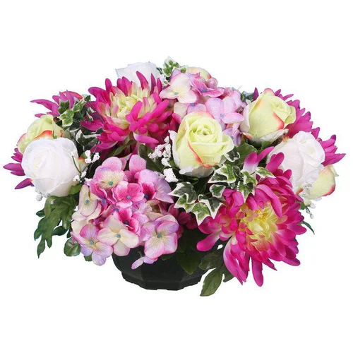 Jardin qualité:Coupe de fleurs artificielles Hortensia Bouton de rose et Chrysanthème Riviera