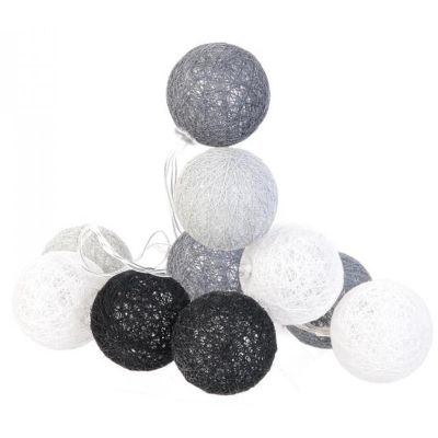 Guirlande lumineuse boules colorées 10 LED 1,92 m (Gris, Noir, Blanc)