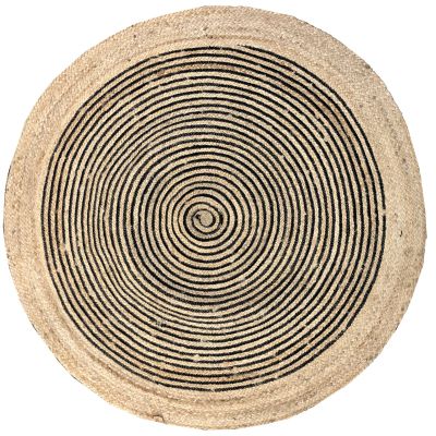 Tapis rond en jute et coton noir (Diamètre 120 cm)