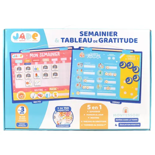 Jardin & extérieur:Calendrier semainier / tableau de gratitude Montessori permanent - 35 x 25 x 5,5 cm