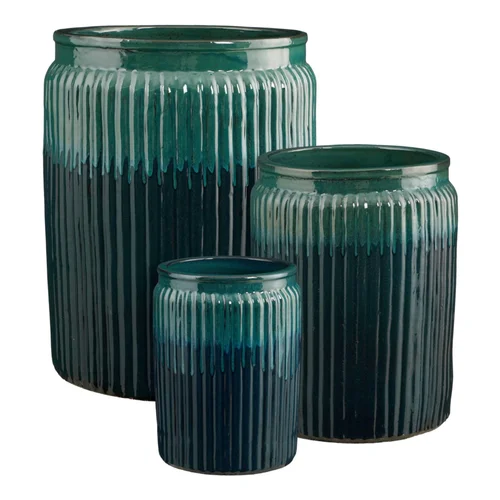 Jardin et déco:Pot rond en céramique coloris vert Edelman Lugano - Ø 29 × 40 cm