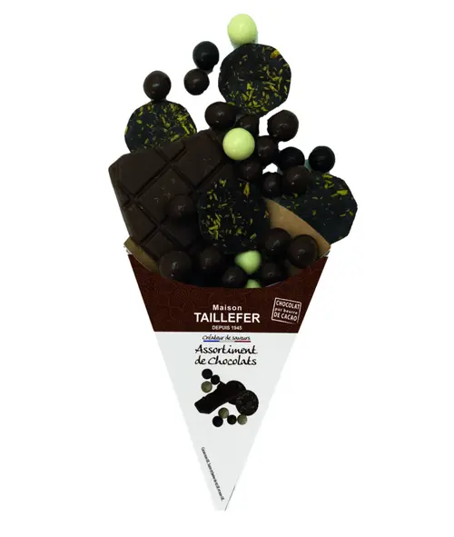 Pour votre espace vert:Assortiment de chocolats Maison Taillefer - dans un cornet de 130 g
