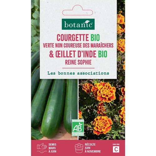 Nature extérieur:Graines de courgette verte non coureuse maraichers bio d'œillet bio botanic® - graines à semer