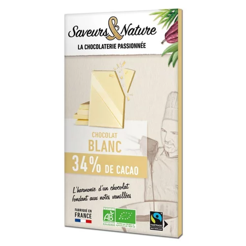 Jardin & idées：Chocolat blanc 34% bio Saveurs et Nature - 80 g