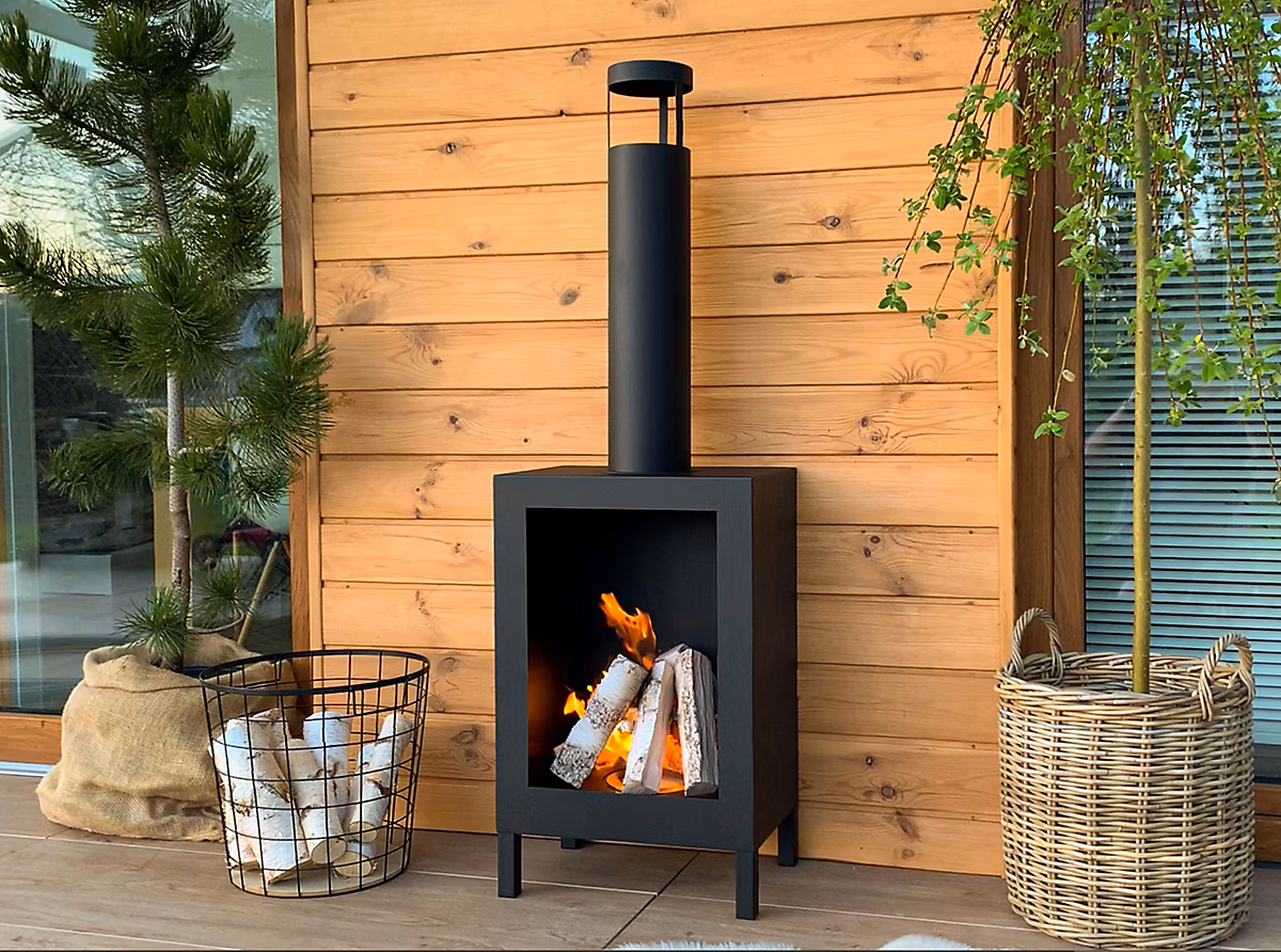 Cheminée bioéthanol sur pied Kozen 44 × 136 × 31 cm noir mat