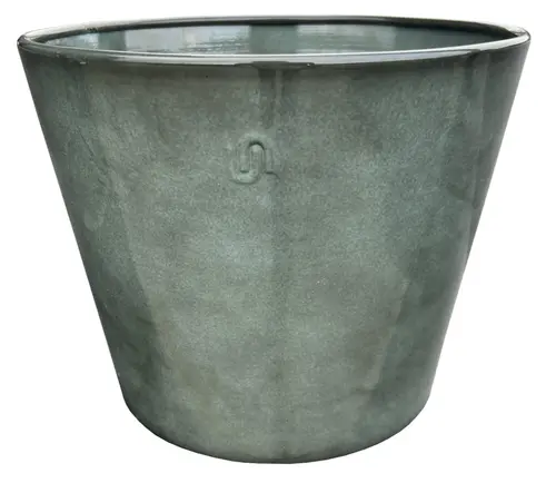 Une idée pratique pour l’extérieur：Pot évasé coloris gris en métal recyclé - 27 x 27 x 22 cm