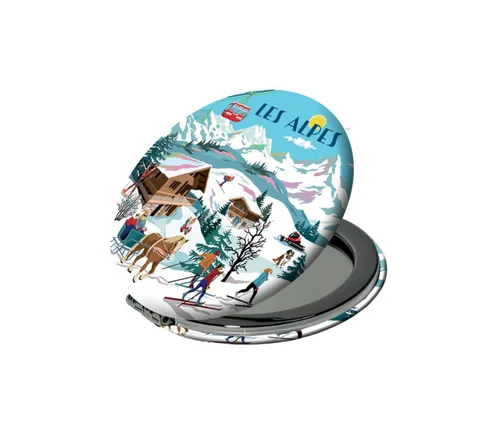 Pour votre espace vert:Miroir de poche coloris multicolore Cartes d'Art les Alpes - Ø 7,5 cm