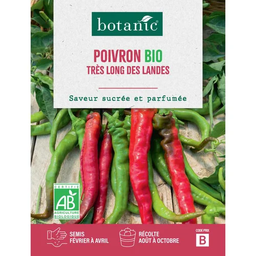 Pour mieux vivre dehors：Graines de Poivron doux très long des Landes botanic® - graines à semer