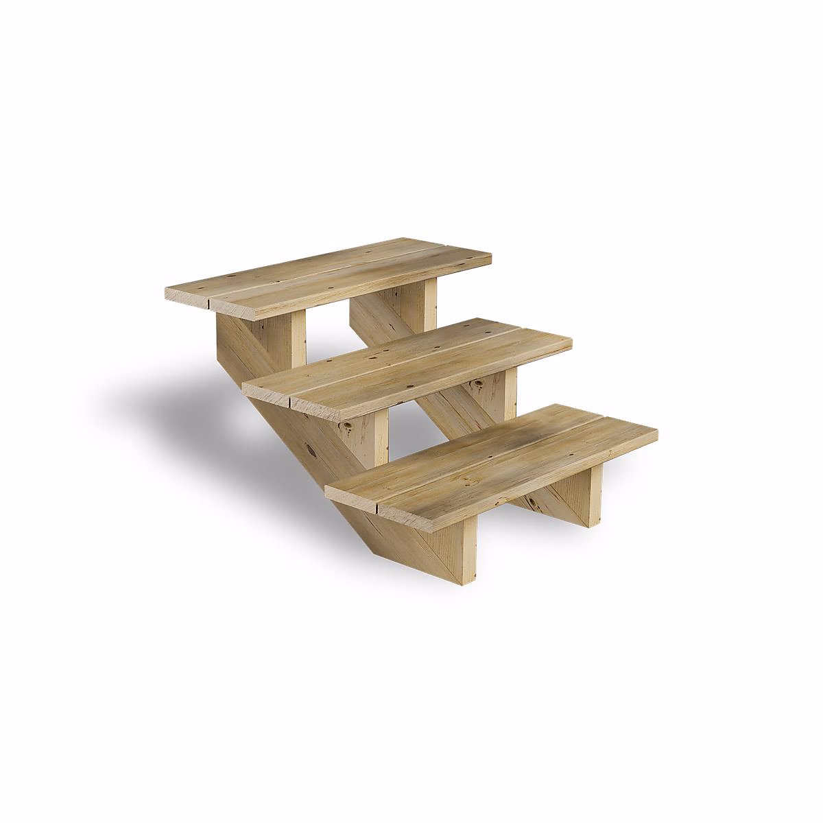Escalier Bois Exterieur | 3 Marches – Largeur : 80 cm – Marches découpables – Sans Contremarches – Pin du Nord