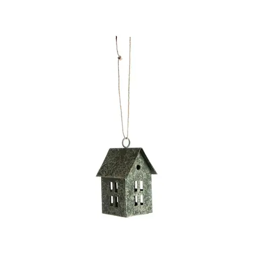 Jardin & loisirs:Décoration à suspendre moyenne maison en métal vert antique - 5 x 4,5 x 8 cm