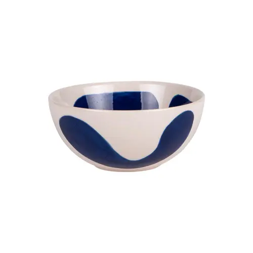 Vie au jardin：Coupelle en grès beige et bleue Lulli - Ø 12 cm