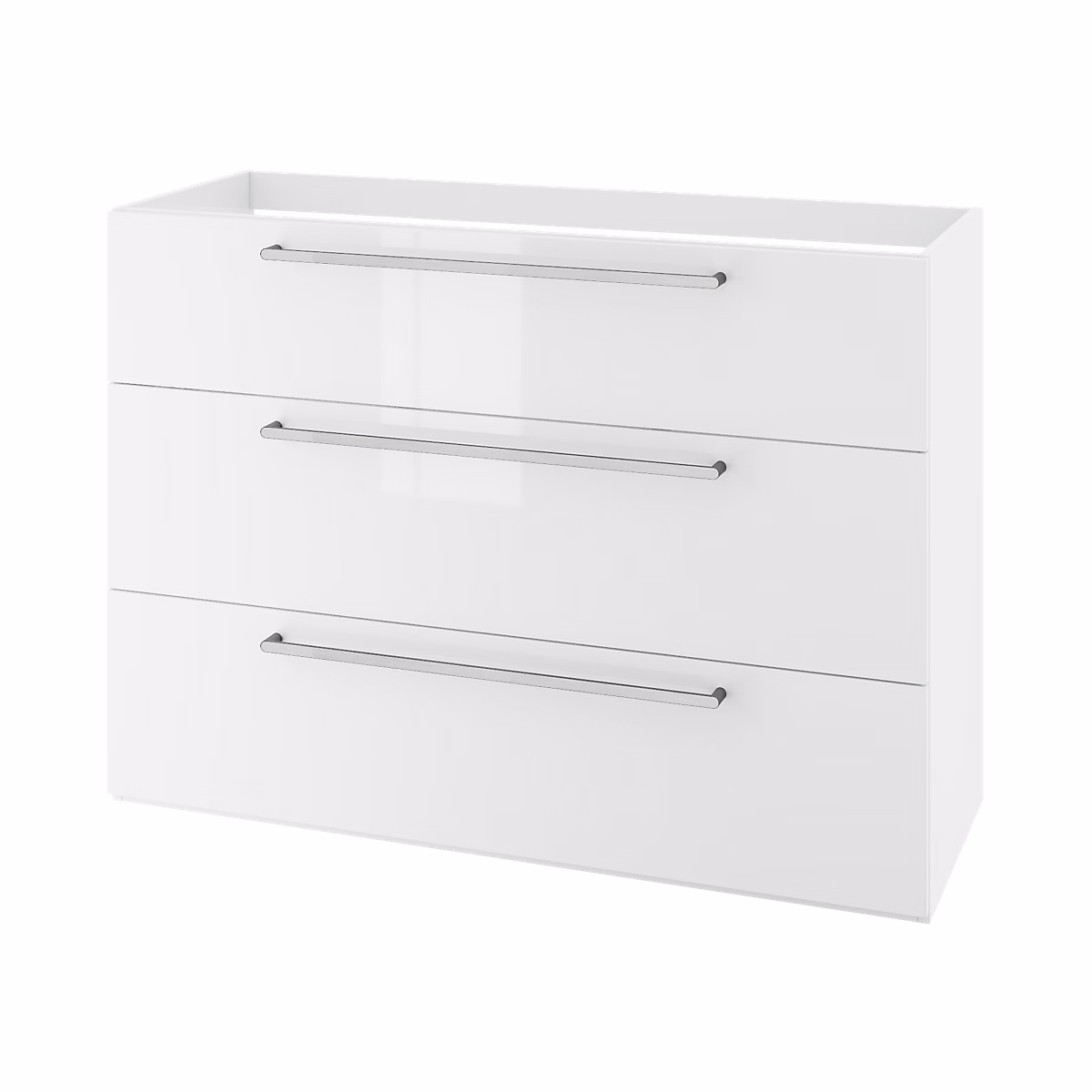 Meuble sous vasque à poser blanc brillant 3 tiroirs l.120 x H.86 – 5 x P.45 cm, GoodHome Imandra