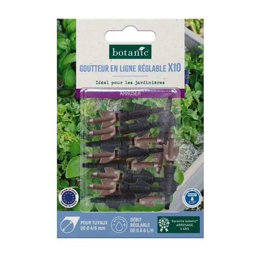 Tendance jardin：10 goutteurs en ligne réglables pour tuyau Ø 4/6 mm botanic® - Arrosage goutte à goutte