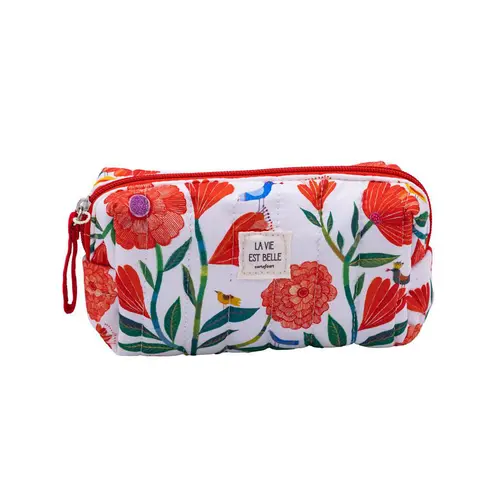 Côté jardin：Petite trousse matelassée Cartesdart Pivoines - 16,5 x 13,5 cm