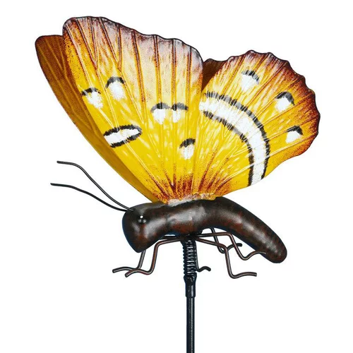 Le bon choix pour le jardin:Papillon jaune en résine sur pique Riviera - 120,5 cm