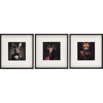 Tableau décoratif Animal head 40 x 40 cm (Lot de 3) (Animaux de la foret)