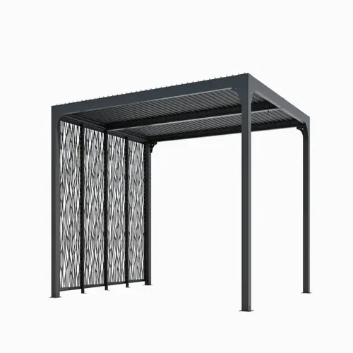 Facile jardin：Pergola bioclimatique coloris gris en aluminium - 3,6 x 3 m