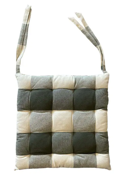 Votre allié au jardin：Galette de chaise carrée en coton kaki Big-Celestin - 40 x 40 cm