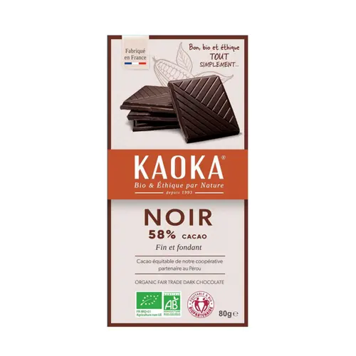 Pour votre quotidien:Tablette de chocolat noir 58% Kaoka - 80 g