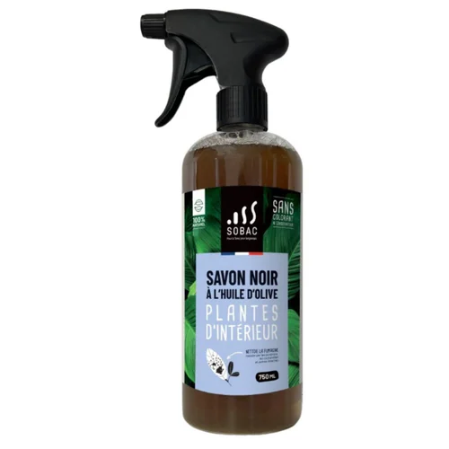 Pour donner du style au jardin:Savon noir à l'huile d'olive pour plantes d'intérieur Sobac - spray de 750 ml