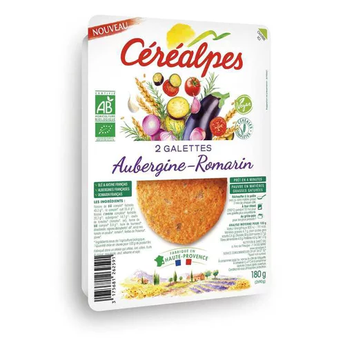 Le pratique au jardin:Galettes fines aubergine romarin Céréalpes - 2 x 90 g