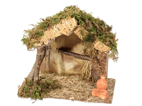 Jardin & nature：Crèche coloris beige en bois - 10 cm