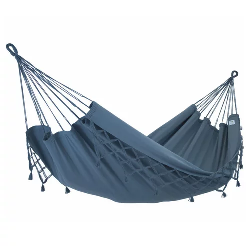 Pour un jardin à votre image:Hamac coloris anthracite à franges en polypropylène Jobek Hamac Kocon - 340 x 140 cm
