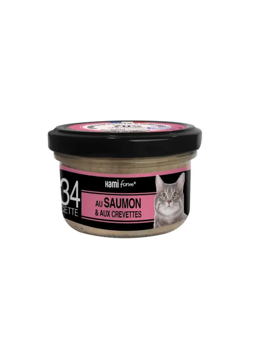 Une sélection pensée pour le jardin：Cuisiné pour chat recette n°34 Saumon/Crevette