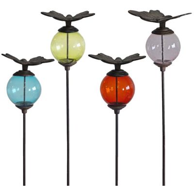 Set de 4 tuteurs boules colorées Animaux (Papillons)