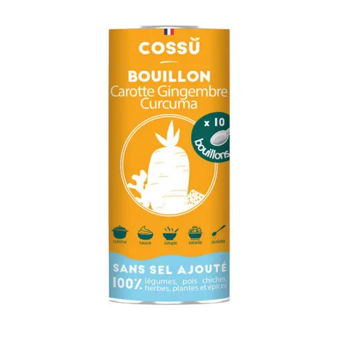 Pour tous jardins:Bouillon déshydraté carotte gingembre curcuma bio Cossû x 10 - 40 g