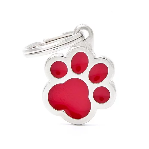 Pour profiter dehors:Médaille classic patte rouge pour chien en acier
