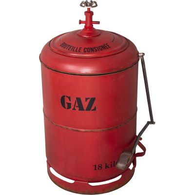 Poubelle en fer rouge Bouteille de gaz