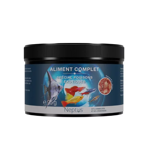 Pour vos projets:Aliment complet pour poissons exotiques flocons coloris multicolore Neptus – 500 ml