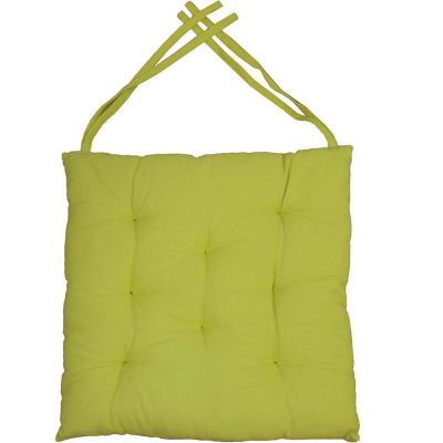 Galette de chaise en coton uni 40 cm 8 points (Vert Anis)