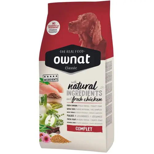 Extérieur confort：Croquette pour chien adulte au poulet Ownat - 20 kg