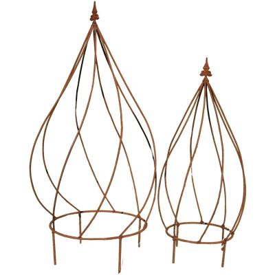 Topiaire en fer forgé rouillé (Lot de 2)