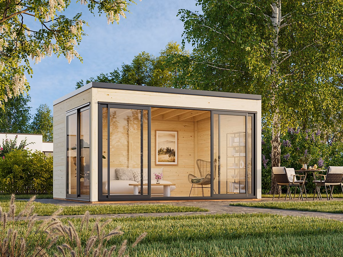 Abri de jardin, garage, carport et rangement extérieur – Abri de jardin en bois Serena 1 Palmako double vitrage surface extérieure totale 13.4m²
