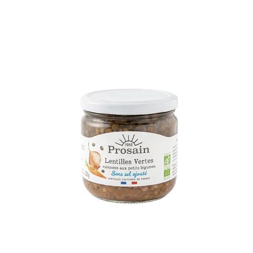 Maison et jardin：Lentilles vertes cuisinées bio hyposodées en bocal de 345 g