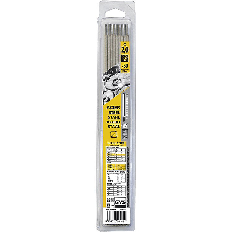 Blister de 50 électrodes rutiles GYS – diamètre 2,0 mm, 084421
