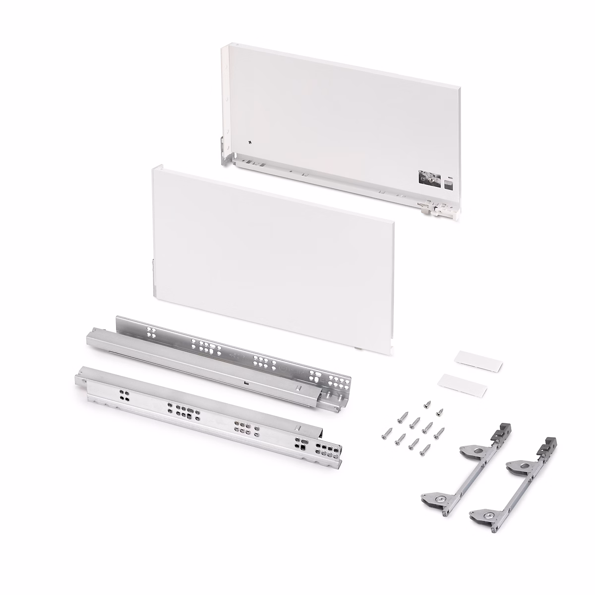 Emuca Tiroir extérieur Vertex avec réglages 3D hauteur 242mm | 60kg – profondeur 450mm – acier – peint en blanc