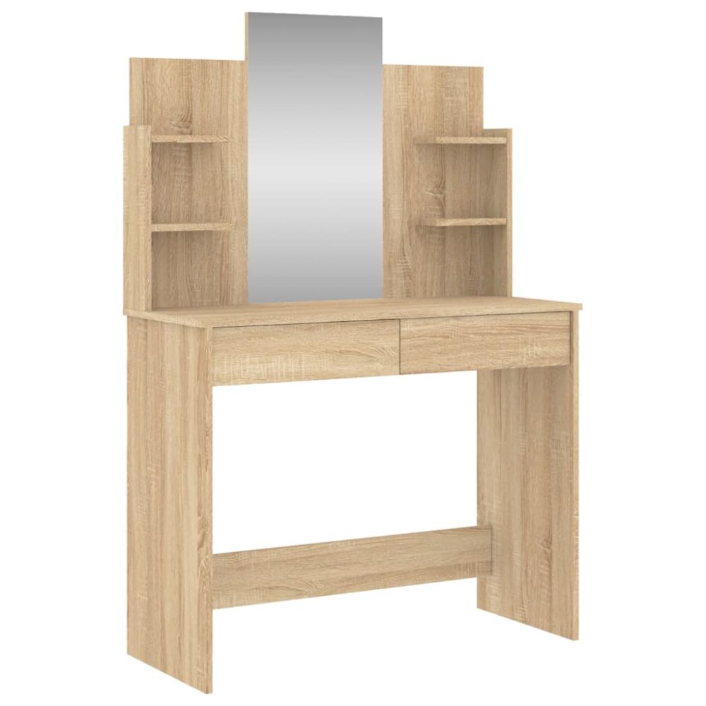 vidaXL Coiffeuse avec miroir chêne sonoma 96x39x142 cm