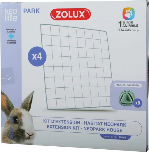 Jardin actuel:Kit d'extension pour Neopark Life du lapin coloris argent Zolux – 35,5 x 35 cm – x 4 grilles