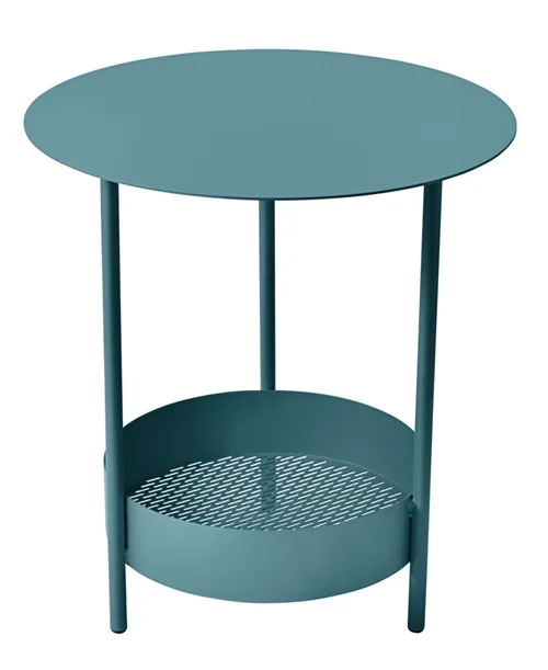 Côté jardin：Guéridon Salsa coloris gris en acier Fermob - Ø 50 x 50 cm